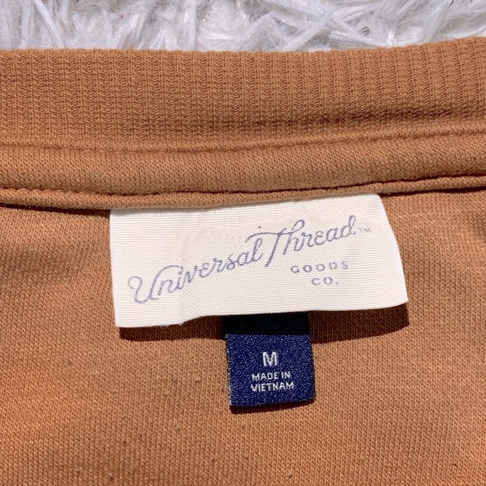 || BROWN COTTON CREWNECK CROPPED SWEATER ||